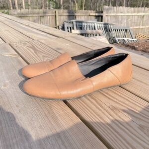 Penner Genuine Full Grain Calf Leather Tan Brown Slip On Loafer Flats